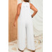 Plus Solid Sleeveless Halter Wide Leg Jumpsuit