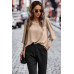 Crew Neck Solid Leg Of Mutton Sleeve Shirt