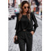 Crew Neck Solid Leg Of Mutton Sleeve Shirt