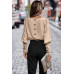 Crew Neck Solid Leg Of Mutton Sleeve Shirt