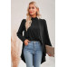 Solid High Low Long Sleeve Blouse