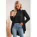 Solid High Low Long Sleeve Blouse