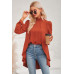 Solid High Low Long Sleeve Blouse