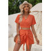 Two Pieces V Neck Ruffle Crop Shirt And Wrap Sets