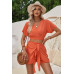 Two Pieces V Neck Ruffle Crop Shirt And Wrap Sets