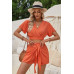 Two Pieces V Neck Ruffle Crop Shirt And Wrap Sets