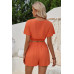 Two Pieces V Neck Ruffle Crop Shirt And Wrap Sets