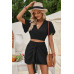 Two Pieces V Neck Ruffle Crop Shirt And Wrap Sets