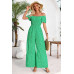 Square Neck Ruched Dot Print Wide Leg Jumpsuit