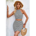Two Pieces Halter Neck Striped Tube And Skirt Sets