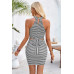 Two Pieces Halter Neck Striped Tube And Skirt Sets
