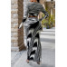 Round Neck Striped Crop Top Pencil Skirt Sets