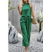 Two Pieces Sleeveless Solid Wide Leg Sets