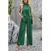 Two Pieces Sleeveless Solid Wide Leg Sets