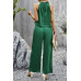 Two Pieces Sleeveless Solid Wide Leg Sets