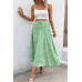 Plus Floral Print Drawstring Waist Fit Skirt