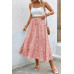 Plus Floral Print Drawstring Waist Fit Skirt