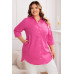 Plus A Line Button Loose Fit Pockets Solid Dress