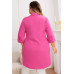 Plus A Line Button Loose Fit Pockets Solid Dress