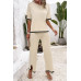 Two Pieces Outfits Knit Short Sleeve Wide Leg Loun