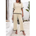 Two Pieces Outfits Knit Short Sleeve Wide Leg Loun