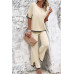 Two Pieces Outfits Knit Short Sleeve Wide Leg Loun