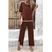 Two Pieces Outfits Knit Short Sleeve Wide Leg Loun