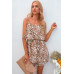 Sleevless Leopard Printed Belt Fit Romper