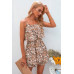 Sleevless Leopard Printed Belt Fit Romper