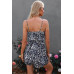 Sleevless Leopard Printed Belt Fit Romper
