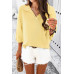 Solid Notched Collar V Neck Knit Short Sleeve Swea
