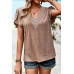 Deep V Neck Lace Ruffle Sleeves Solid Fit Shirt