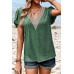 Deep V Neck Lace Ruffle Sleeves Solid Fit Shirt