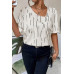Printed Puff Sleeve Shirt With Line Pattern