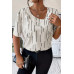 Printed Puff Sleeve Shirt With Line Pattern