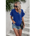 Ruffle Solid V Neck Short Sleeve Tunic Shirt