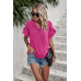 Ruffle Solid V Neck Short Sleeve Tunic Shirt