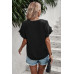 Ruffle Solid V Neck Short Sleeve Tunic Shirt