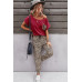 Two Pieces Leopard Print Shirt And Pant Sets