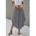 Shirred Waist Asymmetrical Hem Flared Skirt