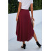Shirred Waist Asymmetrical Hem Flared Skirt