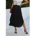 Shirred Waist Asymmetrical Hem Flared Skirt