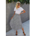 Shirred Waist Asymmetrical Hem Flared Skirt