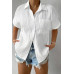 Button Down Lapel Pockets Loose Solid Shirt