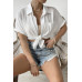 Button Down Lapel Pockets Loose Solid Shirt