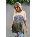 Crew Neck Color Block Animal Print Top