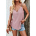 V Neck Eyelet Trim Spaghetti Strap Sleeveless Top