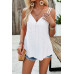 V Neck Eyelet Trim Spaghetti Strap Sleeveless Top