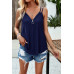 V Neck Eyelet Trim Spaghetti Strap Sleeveless Top
