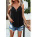 V Neck Eyelet Trim Spaghetti Strap Sleeveless Top